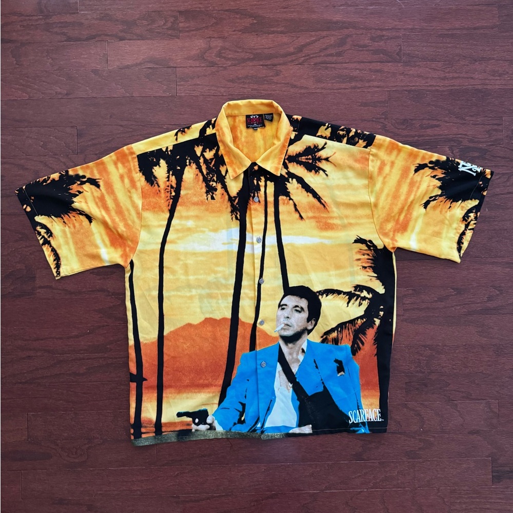Scarface Universal Sunset Graphic Button Up